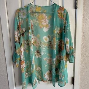 Floral Open-Front Cardigan
